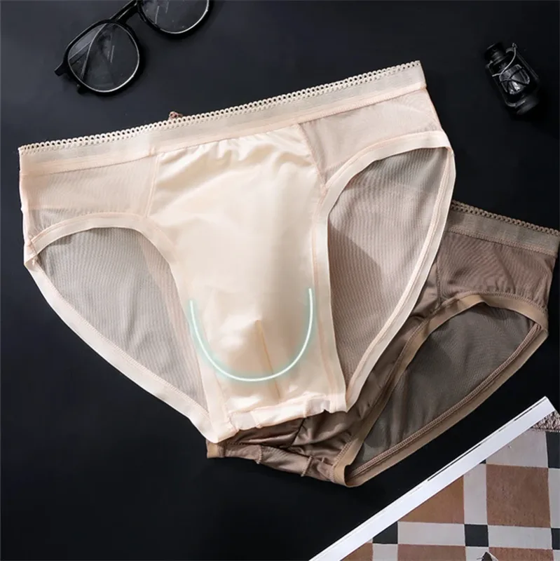 New adults 18 plus micro calzones hombres Ice silk mesh men's underwear 3D space sexy lingeries for man lace calzoncillos hombre