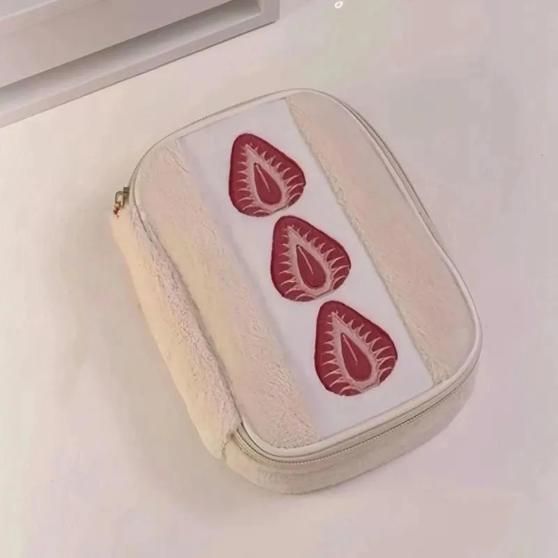 Strawberry Sandwich Cosmetic Tools Bag Large Capacity Makeup Brushes Lipstick Storage Bag Multi-Functional Comestic Organizer