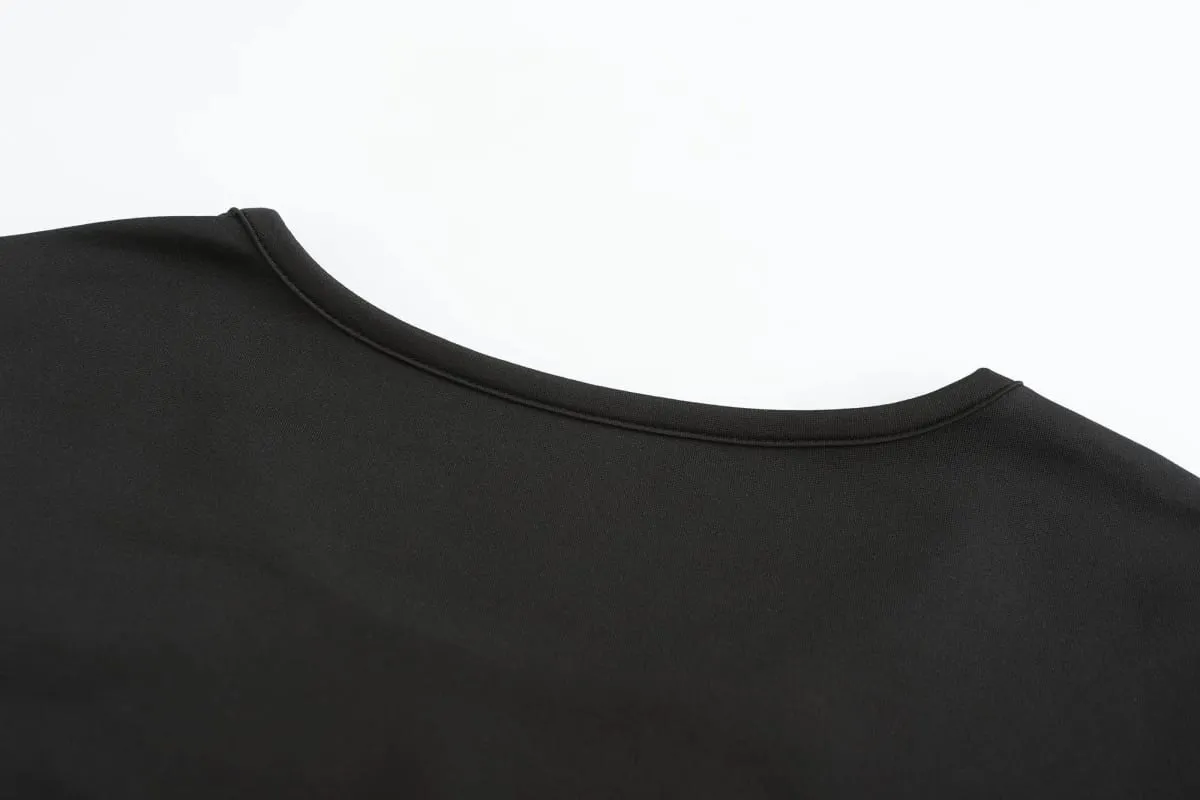 Elegant Black White Simple Print Mid-Stretch Dress Stylish Elasticity Alluring Skirt for Women