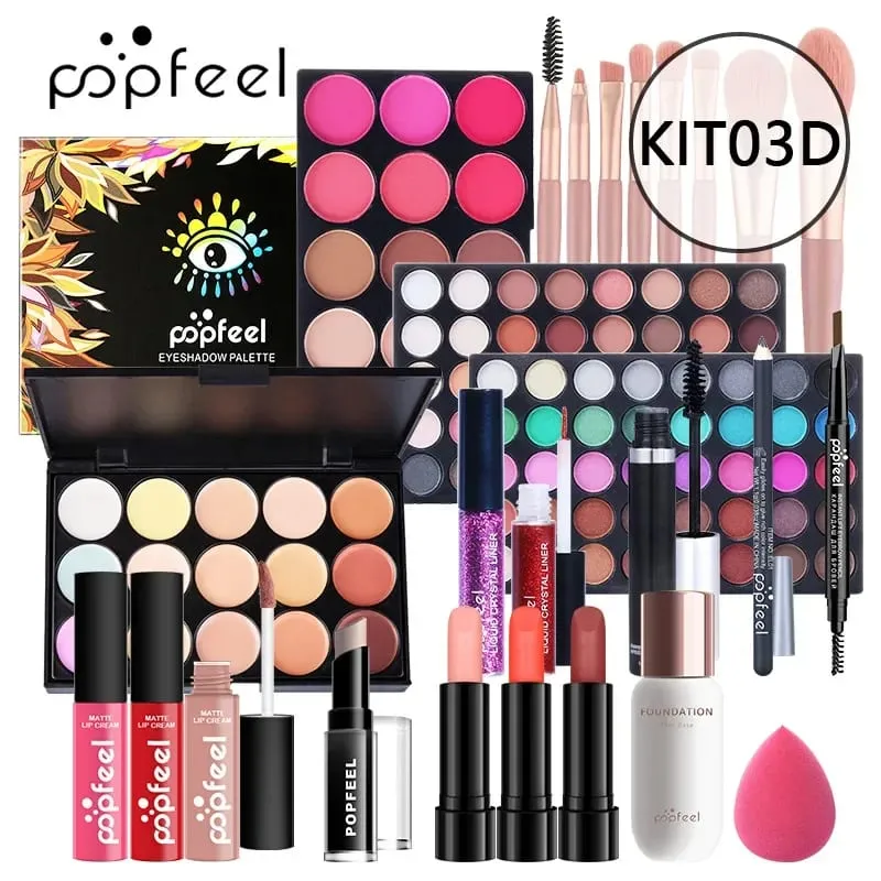 Christmas Makeup Gaveæske Foundation Eyeshadow Powder Long Lasting Lip Ink 27 stykker Fødselsdagsgaver Makeup til kvinder komplet sæt