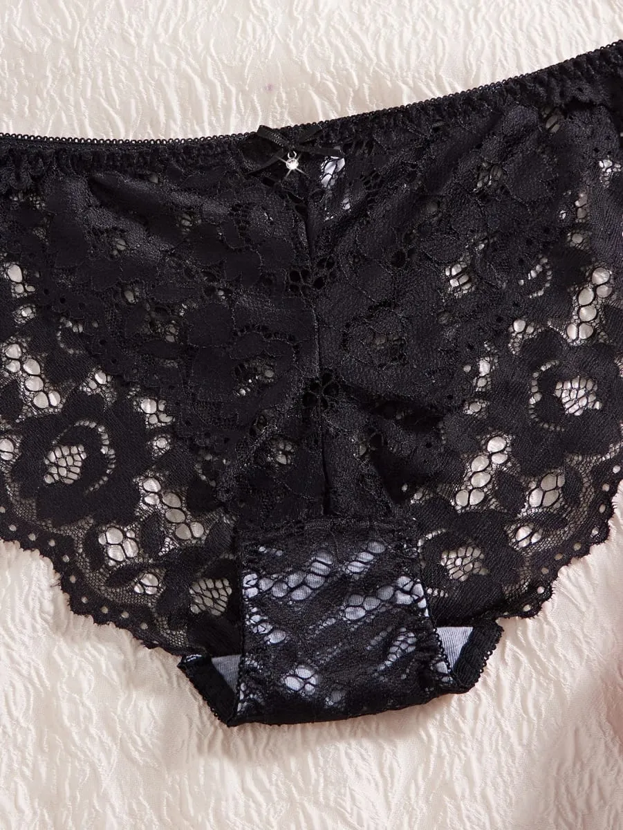 Single of Women's Underwear Set Sexy Floral Lace Push Up Bra Romantic Sheer Panties Comfort Lingerie Set