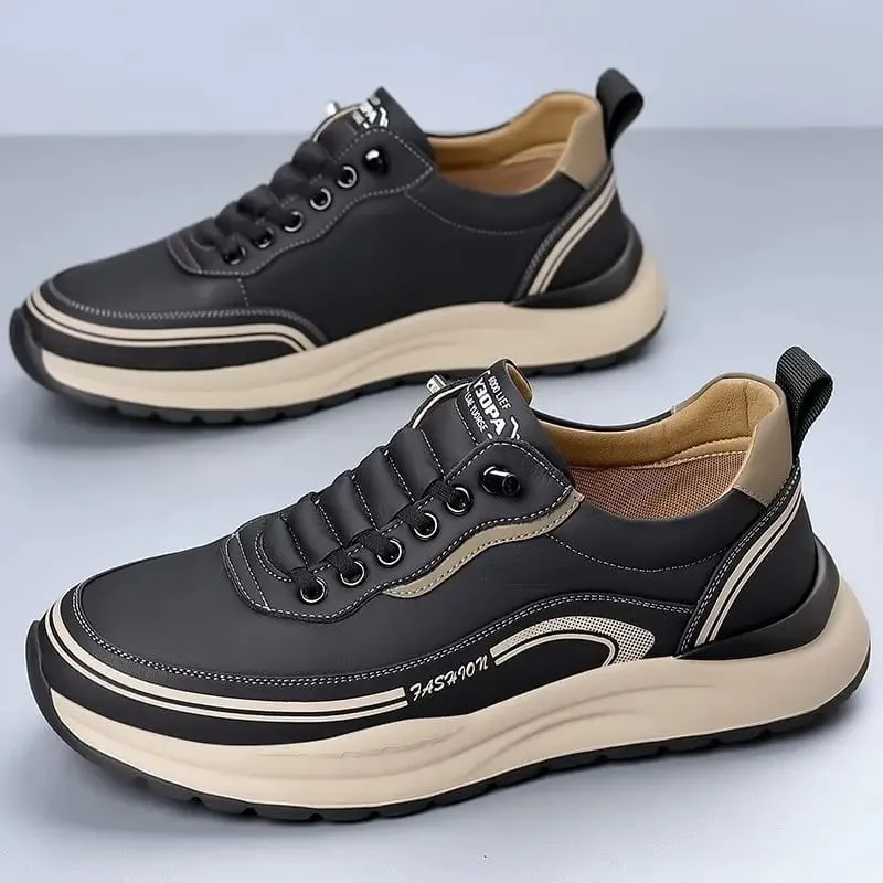 2026 Mens Leather Casual Shoes Slip On Comfortable Breathable Lightweight Non Slip Waterproof Loafers