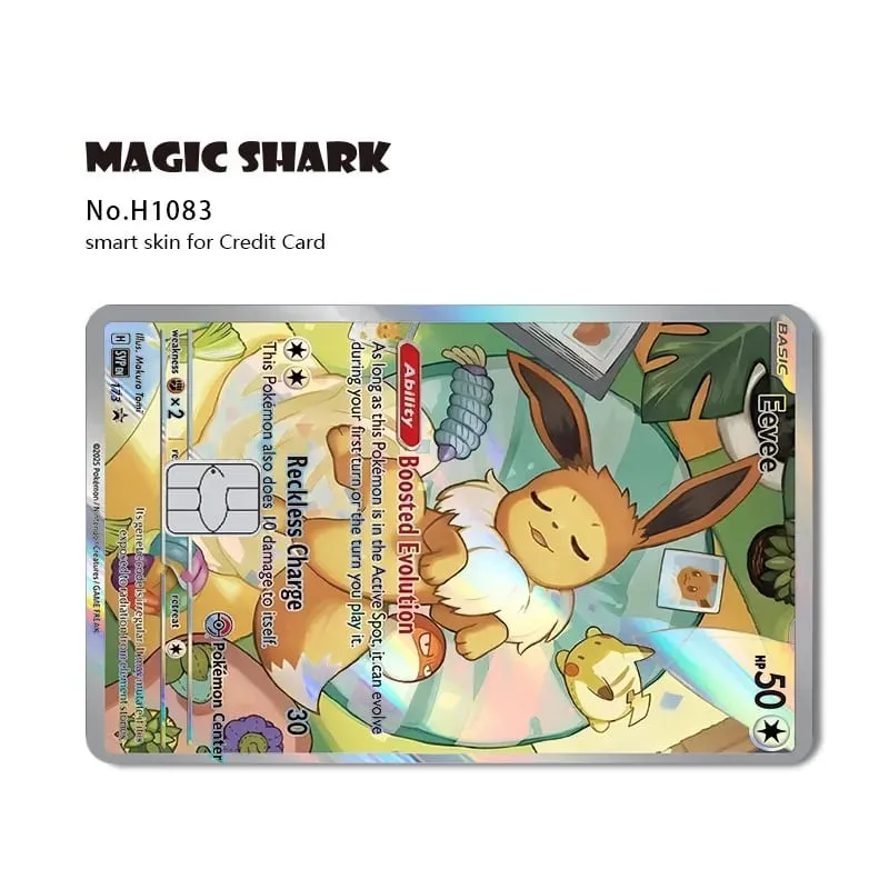 Magic Shark Mew Charizard EX Eevee Gengar Pikachu TCG Card Holographic Laser Skin Film Sticker for Bank Credit Card — image 21