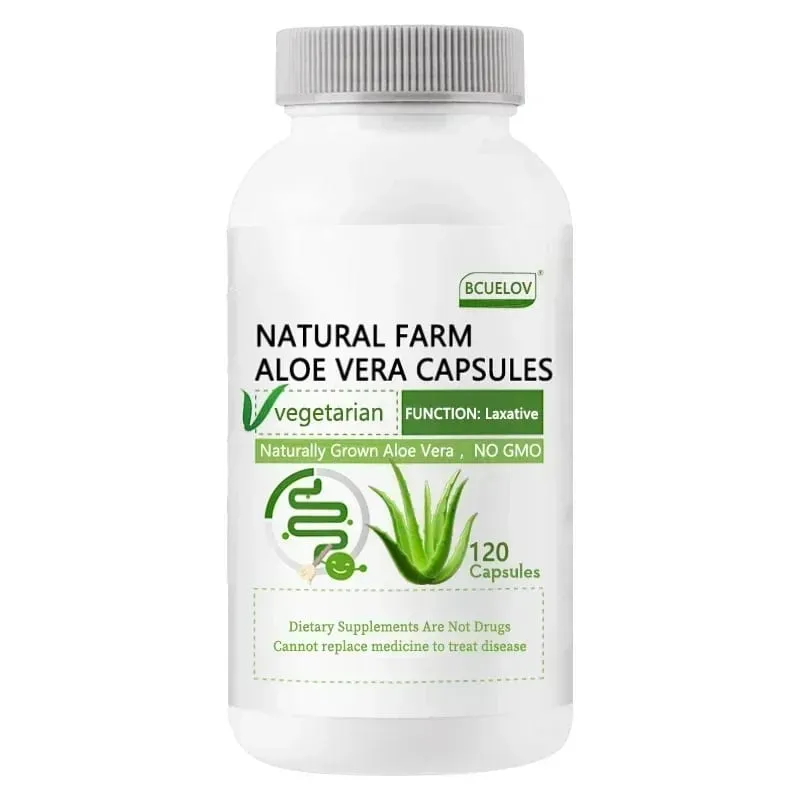 Natural Farm Cápsulas de Aloe Vera - Aliviar a constipação corporal Ajudam a equilibrar o ácido estomacal, apoiam o conforto gastrointestinal