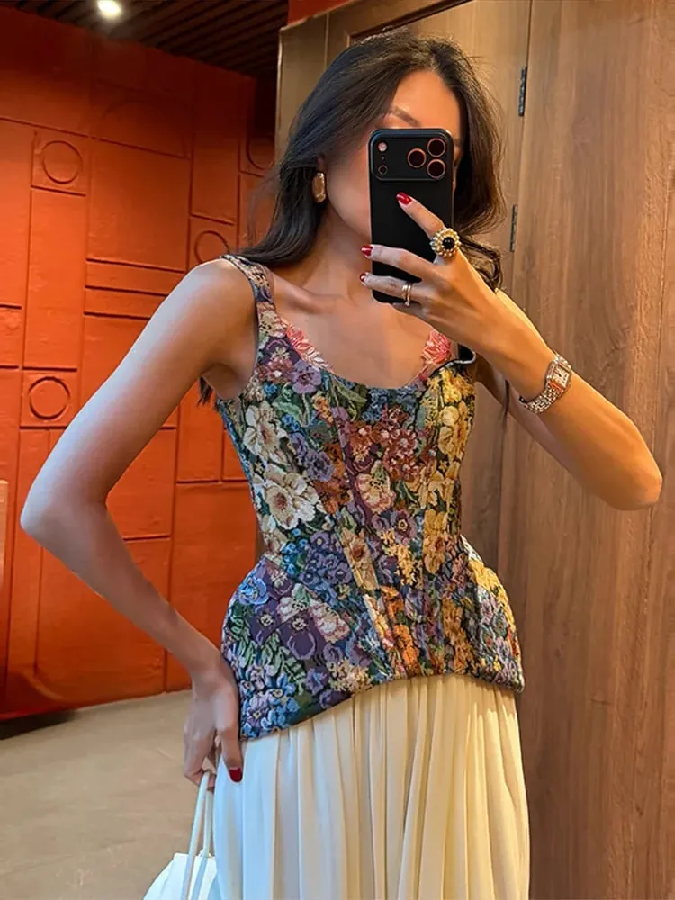 Sexy Print Sling Fishbone Corsets Women Backless Zipper Sleeveless Slim Tops Female 2026 Summer New Chic Evening Party Tanks — image 2