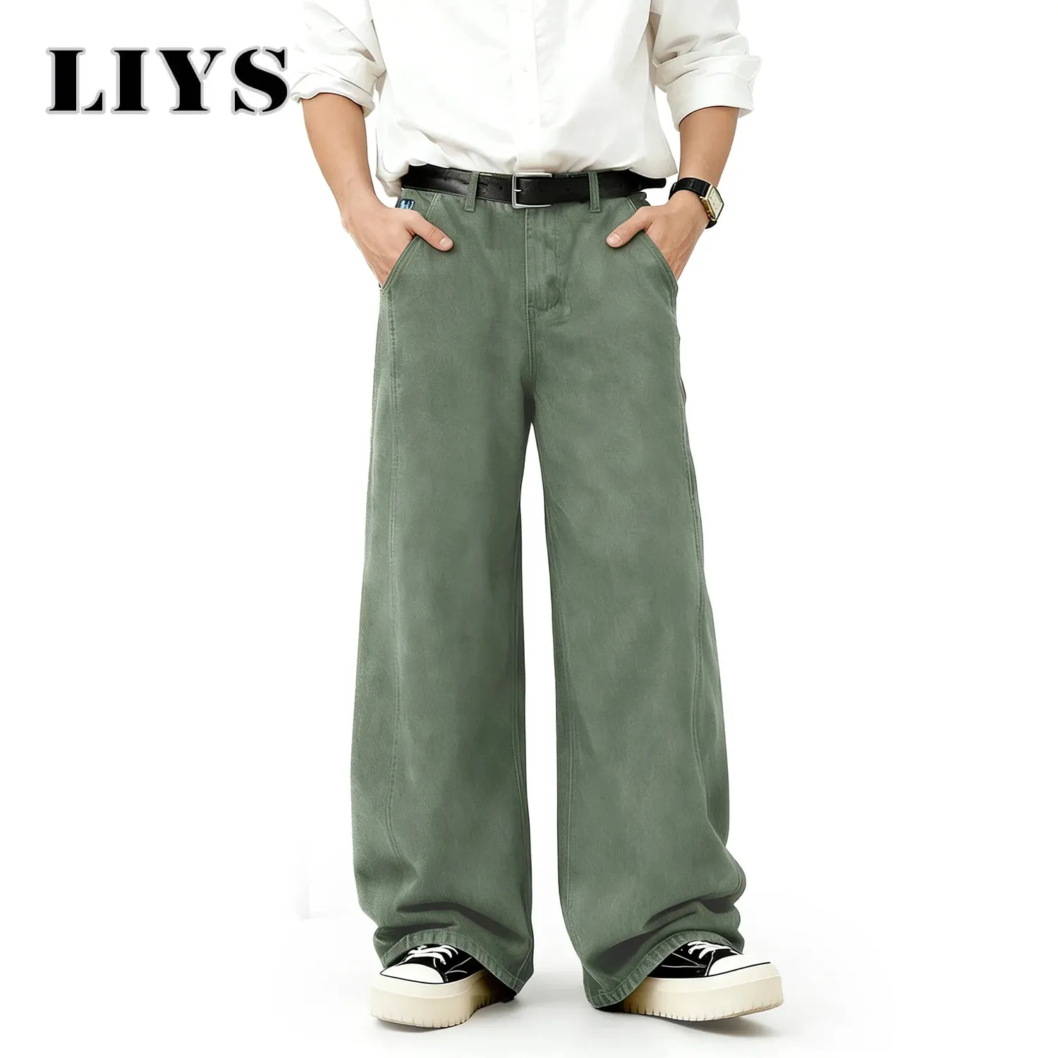 American Men's Retro Brown Ultra Baggy Wide Leg Jeans Street Casual Embroidery Oversized Men's Clothes Unisex Denim Pants