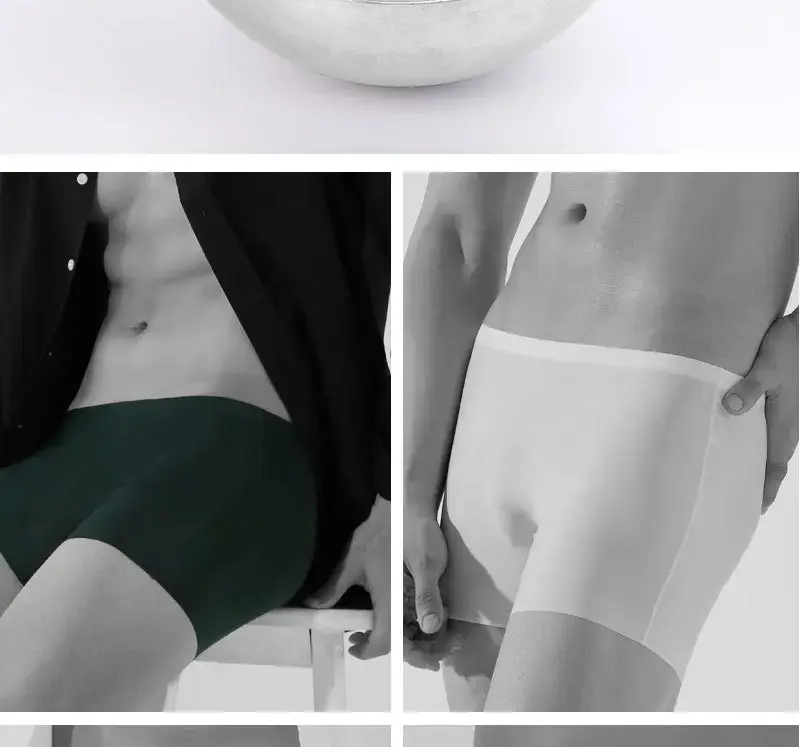 Ultra fino gelo seda roupa interior dos homens sexy legal calcinha sem costura suave respirável boxer troncos masculino respirável shorts
