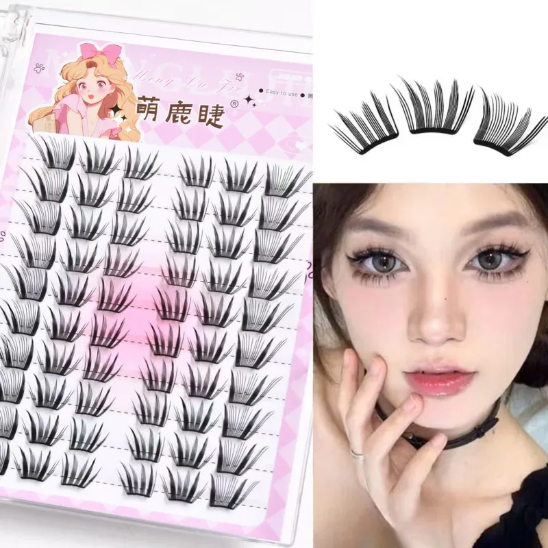 10 rzędów styl lisa Anime sztuczne rzęsy naturalne Curling 8-13mm kolczaste klaster segmentowe przedłużanie rzęs dla urody makijaż oczu