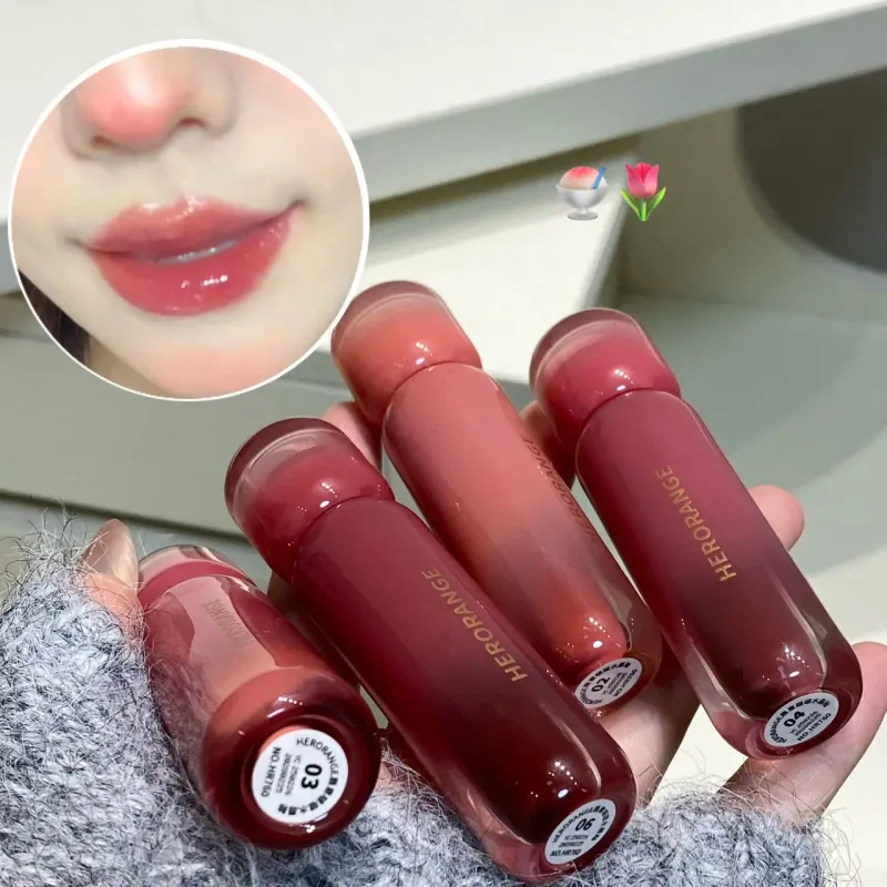 Smoked Grape Purple Red Lip Glaze Mirror Water Lip Gloss Moisturizing Liquid Lipstick Clear Tint Makeup Korean Women Cosmetics
