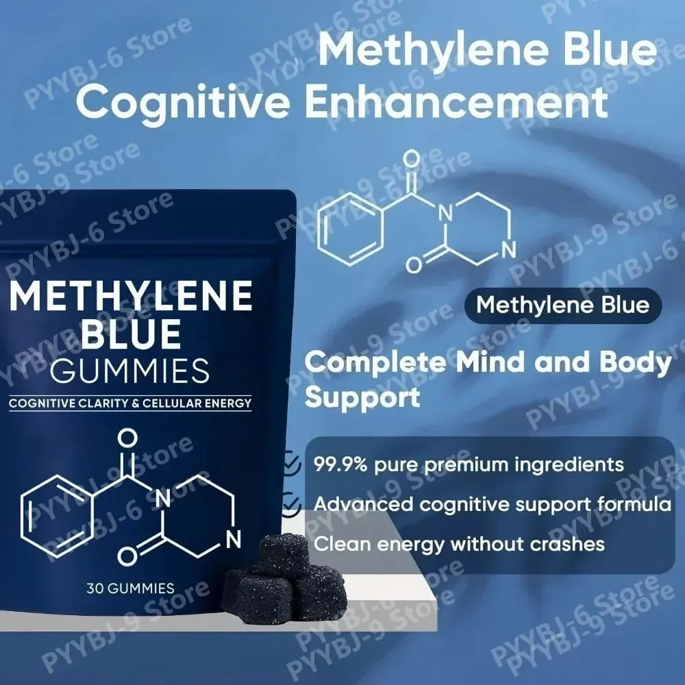 Methylene Blue Gummies Supplement 30/60pcs Focus Energy Support Vegan Non-GMO Gluten-Free Daily Nutrition Chews for Adults — image 6