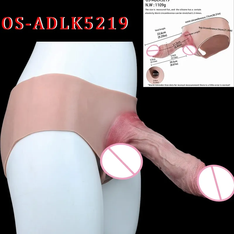 Realistický rukáv na penis s vysokým pasem насадка на член Pásek na duté dildo kalhotky Silikon Dick Extender sexuální hračka pro muže — image 15