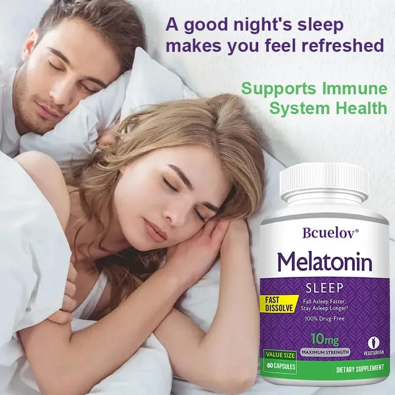 Melatonin 10mg Capsules - Relieves Insomnia Promotes Sleep Quality Prolongs Sleep Time Relaxes The Mind 120 Capsules — image 2