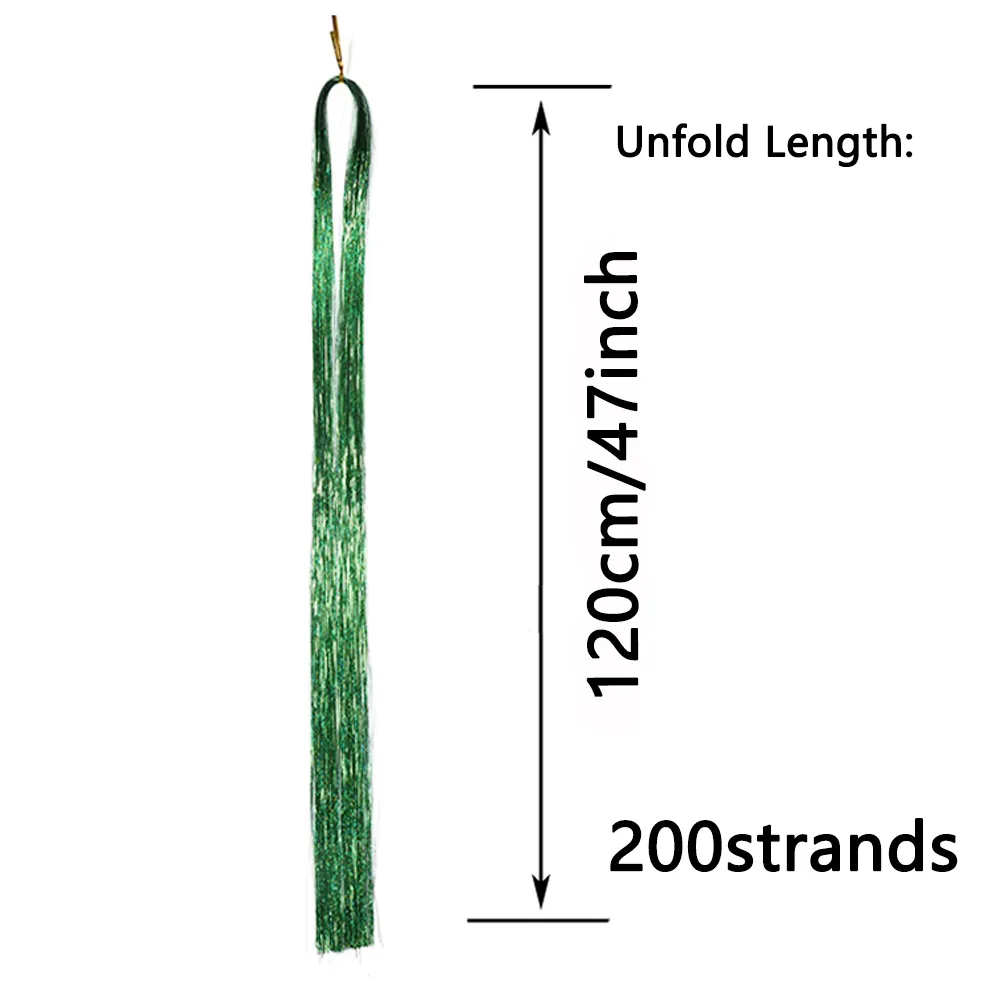 6Pcs/set Sparkle Shiny Hair Tinsel Hair Extensions Dazzles Women Hippie for Braiding Headdress Hair Braiding Tools Long 60cm