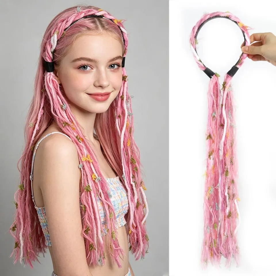 Plush Maillard Colored Long Tassel Headband Bohemian Hair Accessory Suitable for Women's Parties