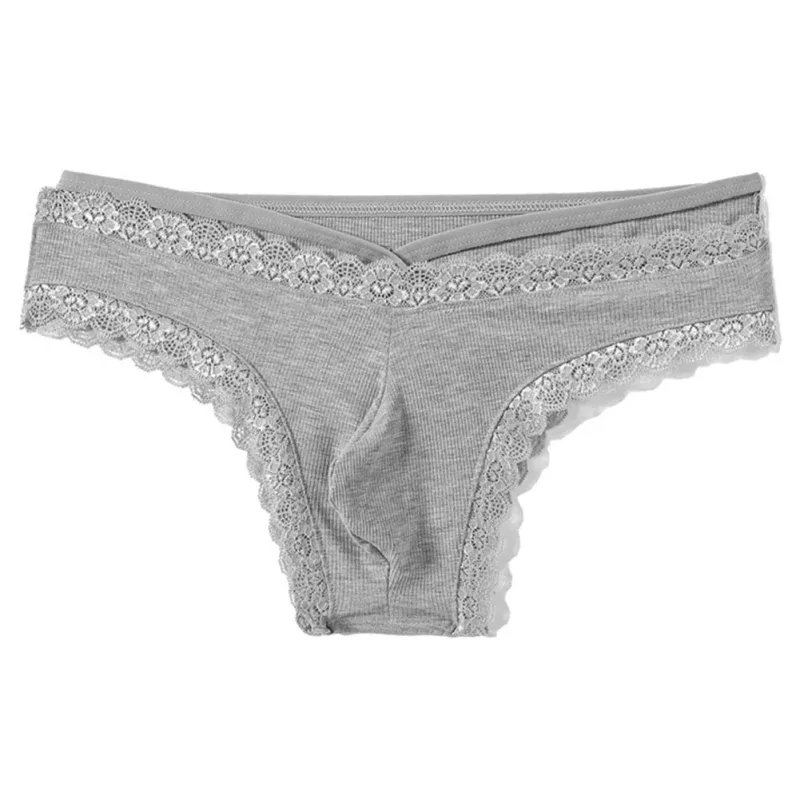 Homens rendas rrim sissy gay sem costura cuecas cueca meados de cintura bulge bolsa lingerie sólida masculina renda borda lingerie — image 6