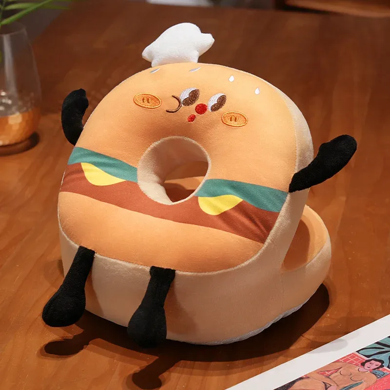 Hamburger Chips Plush Kawaii Sleeping Pillow Cartoon Cushion for Office Chair Waist Backrest Cushion Sofa Home Decor Kid Gifts