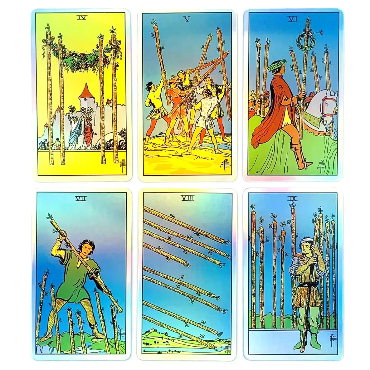 Holographisches Regenbogen-Klassiker-Tarot-Deck, 78 Stück, schillernde Tarotkarten mit Ratgeber, Wahrsagungs-Orakelkarte für Anfänger