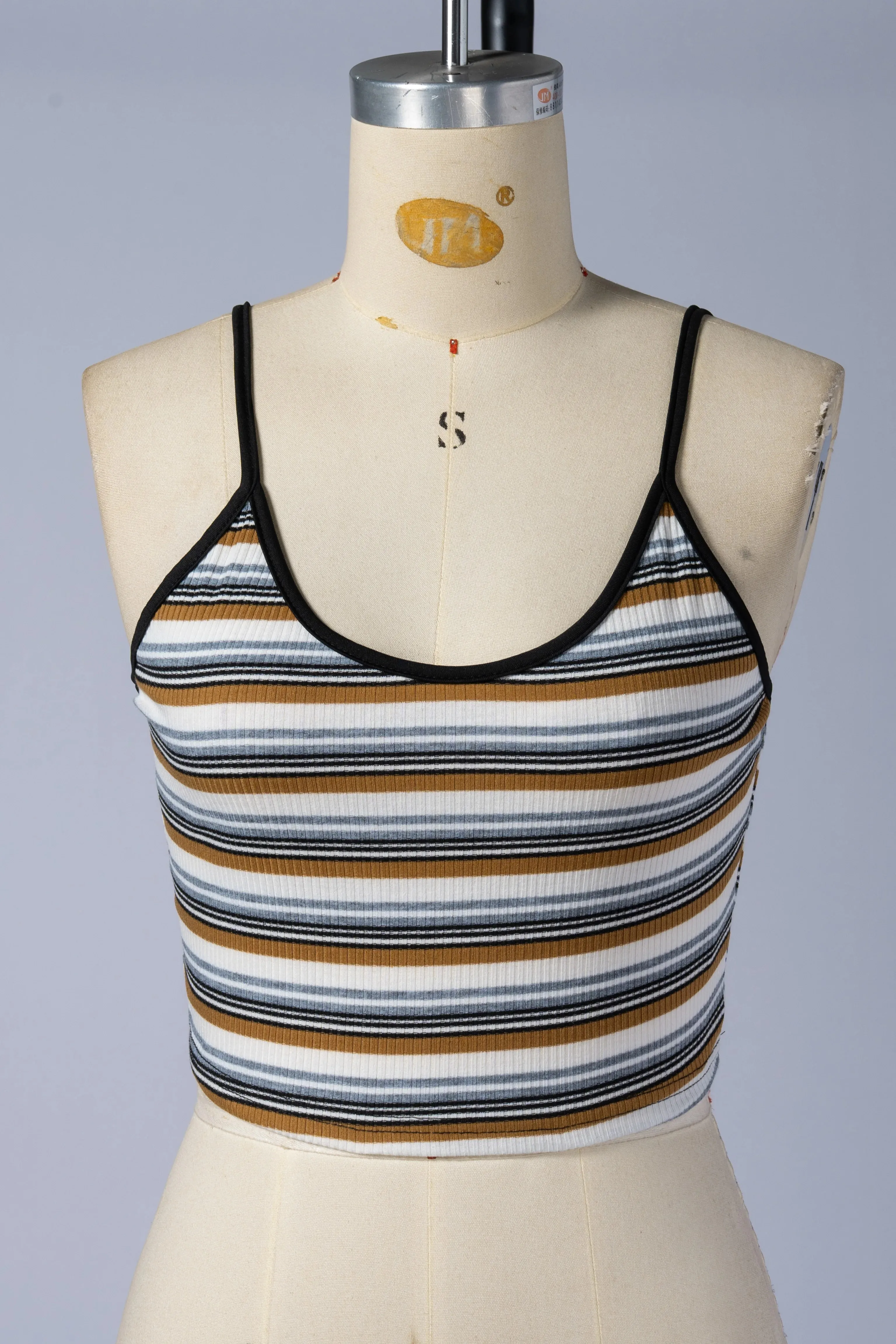 Casual Striped Ribbed Sleeveless Crop Cami Top Spaghetti Strap Slim Fit Blouse For Daily Vacation Summer Casual Outfits