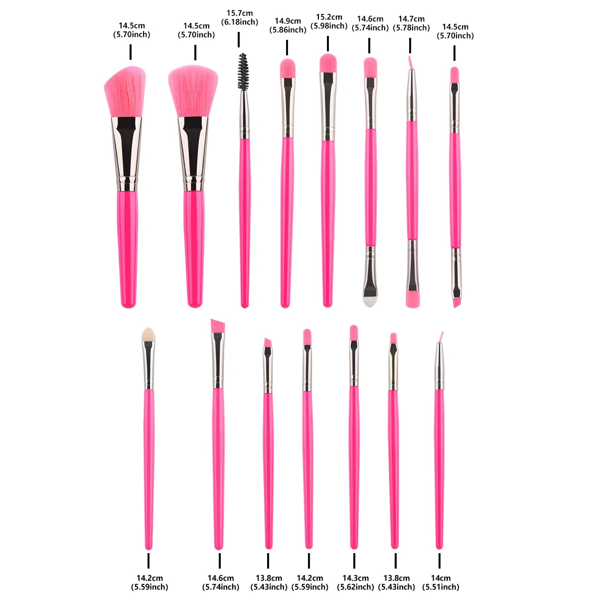15pc Makeup Brushes Set Face Eyes Make Up Brush Eyelash Eyeshadow Eyebrow Eyeliner Foundation Powder Blush Highlight Lips Brush