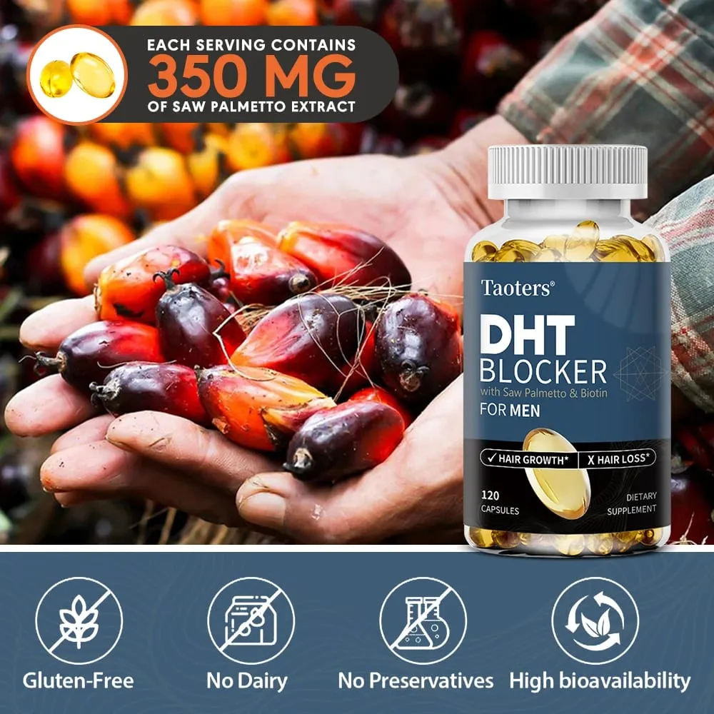 DHT Blocker Hair Growth Supplement with Saw Palmetto Support Thicker Hair Reduce Thinning & Breakage Boost Scalp Health