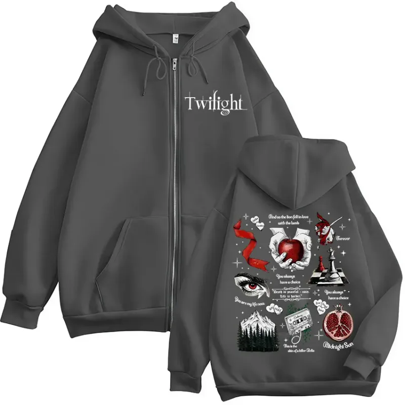 Twilight Vampire Wolf Romance Zipper Hoodies Edward Cullen Men's Women Clothing Fashion Casual Hip Hop Zip Up Hooded Sweatshirts