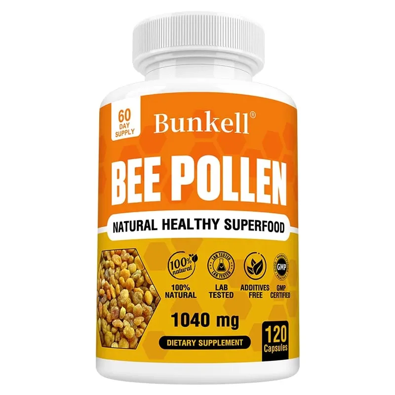 Bijenpollensupplement 100% natuurlijk rauw bijenpollen Vegetarische capsules Probiotische superfood Spijsvertering Immuunondersteuning en energie