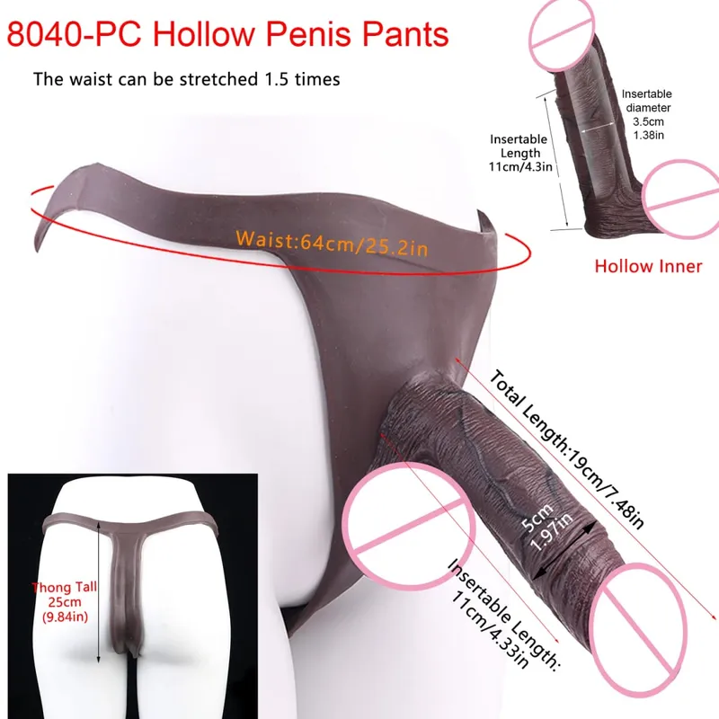 2 Colors Huge Hollow Dildo Pants High Waist Strap-On Penis Extender насадка на член For Men Delay Ejaculation Ultra Dildo — image 24