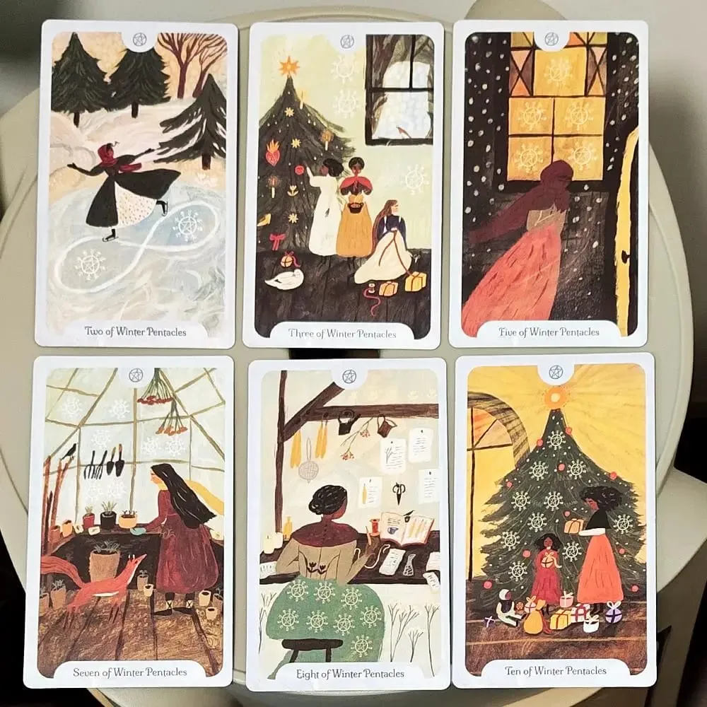 Seasons of The Witch: Winter Tarot Deck 12*7cm A Journey Through Yule and Imbolc 78 Cards Printed on Double-embossed Cardstock