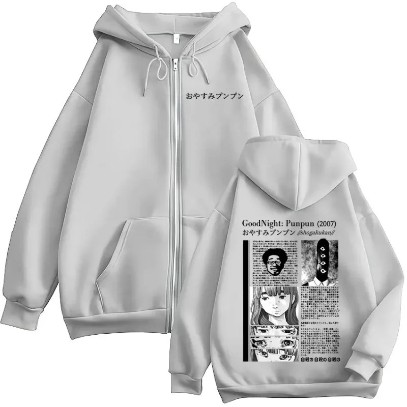 Oyasumi Goodnight Punpun Aiko Tanaka Manga Zipper Hoodies Men Women Clothing Fashion Oversized Zip Up Hooded Sweatshirts Jackets