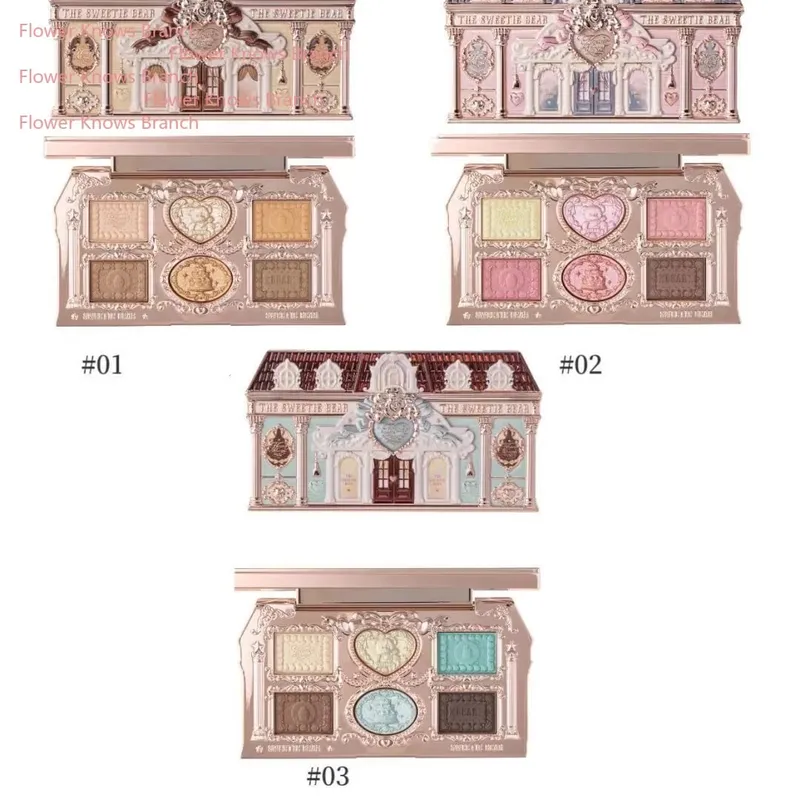 Flowerknows THE SWEETIE BEAR COLLECTION ชุดของขวัญแต่งหน้า All In คอนซีลเลอร์ Palette Blush Setting Powder Lip Jelly ของขวัญกล่องกระจก