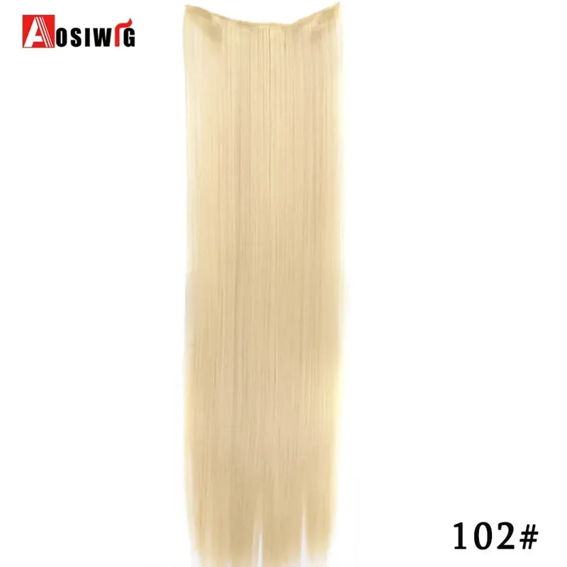 Extensiones de cabello sintético para mujer, postizos falsos naturales, largos y rectos, Color negro y marrón, alta temperatura, 5 clips