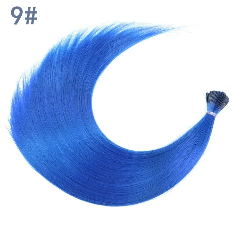 50 Strands/Pack Synthetic Colored I-Tip Stick Hair Extensions Straight Hair 16 Inch For Women High Temperature Fiber Hairpieces