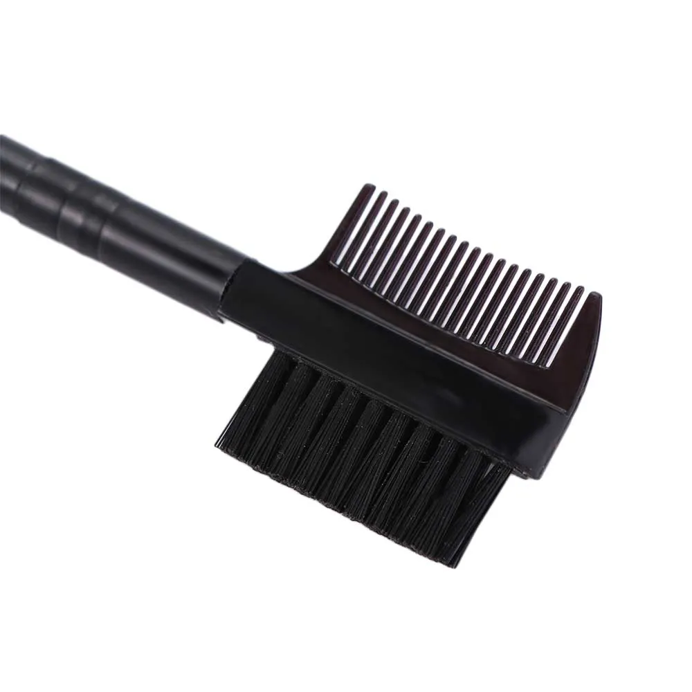 Black High Quality Double Ended Dual Head Makeup Tool Wood Handle Makeup Brushes Eyebrow Comb Eyelash Brush Eyebrow Brush Comb