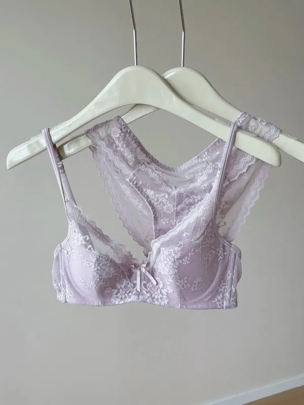 French Lace Underwire Bra Set | Half Cup Push Up Bra Large Bust Summer Lightweight Slimming Anti Sag Women‘s Lingerie BANERDANNI — image 8