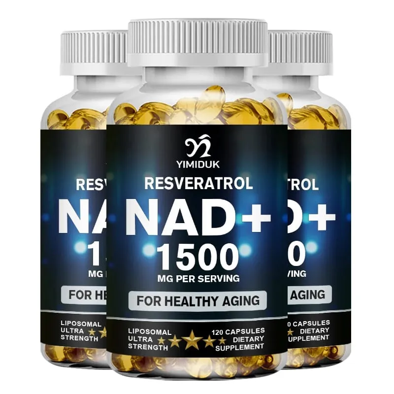 NAD 보충제 1500mg - 레스베라트롤 체력 및 건강한 노화를 함유한 리포솜 NAD+ 보충제 - 근력 캡슐