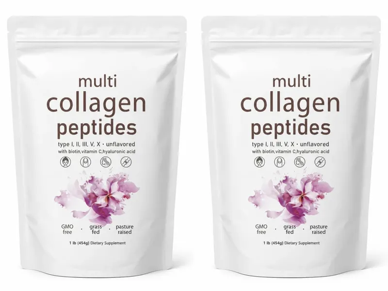Serbuk Peptida Multi Kolagen 454g Campuran Kolagen Tanpa Perisa dengan Vitamin C Biotin Asid Hyaluronik Kulit Sokongan Kuku Rambut