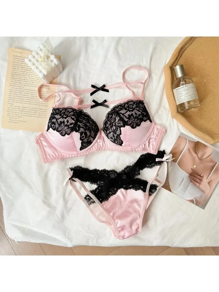 Sexy Lace Bra Set Women Ultra Thin Push Up Small Bust Anti-Sagging Comfort Party Lingerie Breathable Hot Sale Bra and Panty Set — image 3