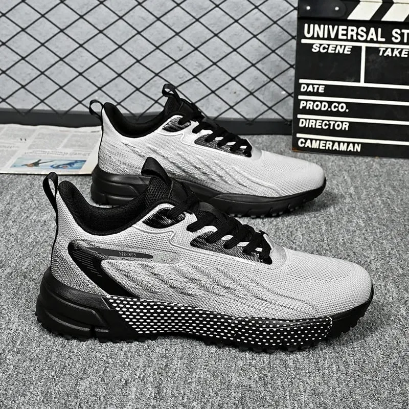 Big Size 50 51 52 Breathable Flying Woven Mens Running Shoes Lightweight Sports Shoes Anti-slip Casual Walking Sneakers Jogging