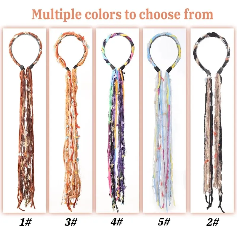 Plush Maillard Colored Long Tassel Headband Bohemian Hair Accessory Suitable for Women's Parties