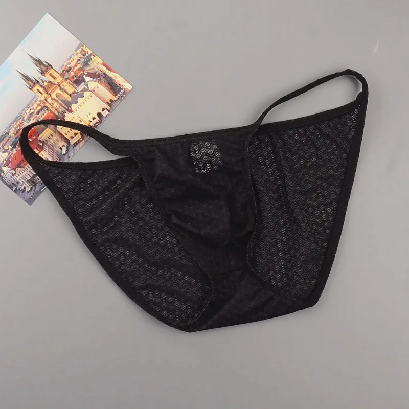Ultra Thin Strap Mesh Nylon Briefs for Men Bulge Pouch Low Rise Breathable Male Underwear Sexy Plus Size Panties S-XL — image 17
