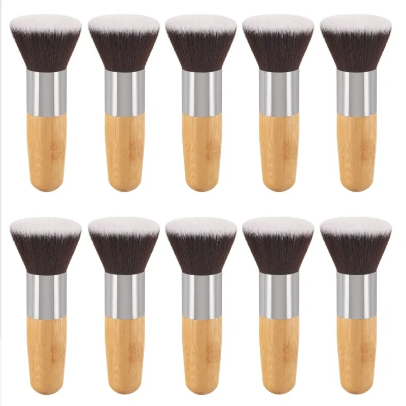 Bamboo Handle Foundation Brush Loose Powder Makeup Brushes Blush Contour Liquid Foundation Cream Professional Face Beauty Tools