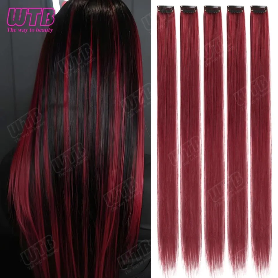 10 PCS Colored Synthetic Hair Extension Wigs for Women BB Clip Style Straight Hair Extension Wigs Suitable for Holiday Events