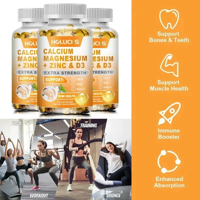 Organic Calcium Support Supplements with Magnesium Zinc & D3 Strengthen Bone Teeth & Nerve Wellness for Daily Life