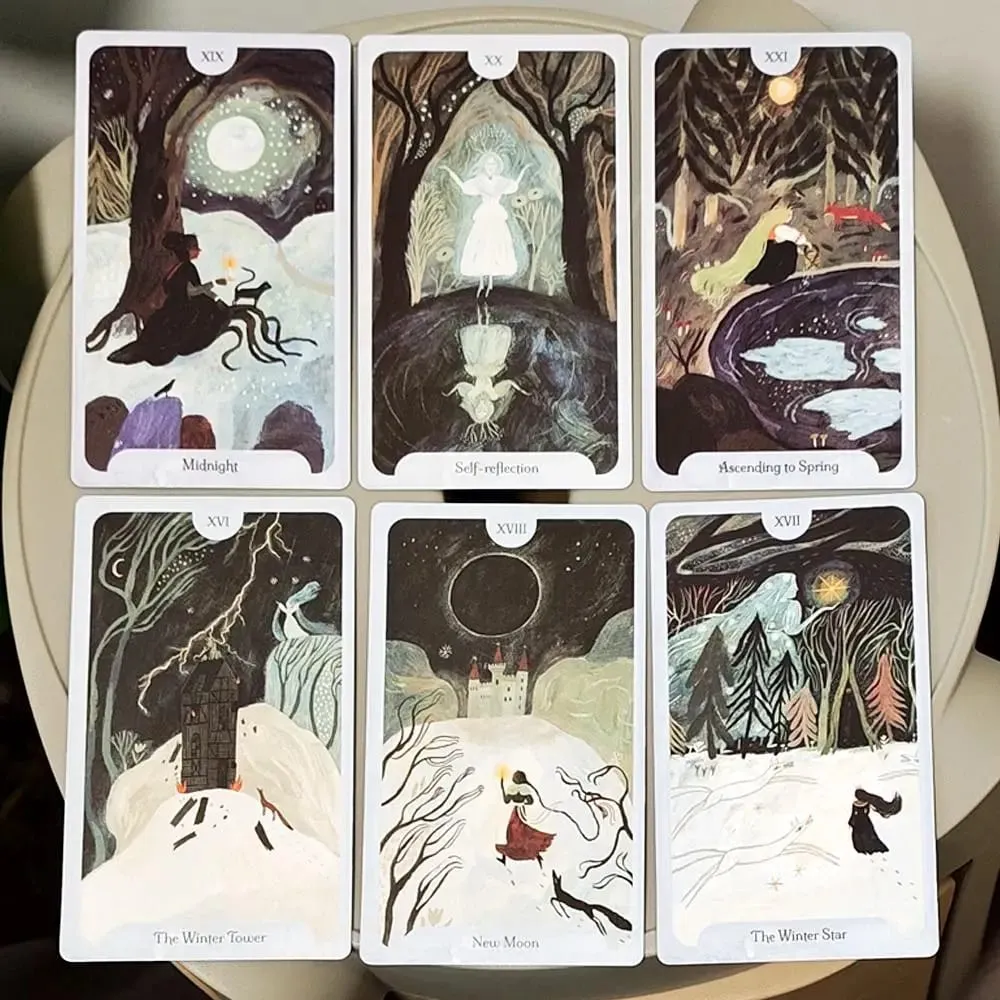 Seasons of The Witch: Winter Tarot Deck 12*7cm A Journey Through Yule and Imbolc 78 Cards Printed on Double-embossed Cardstock