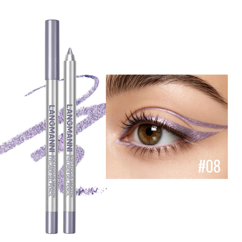 Pearlescent Green Eyeliner Pencil 12 Color Smooth Eye Pigment Glitter Eye Liner Eyeshadow Pen Long-Lasting Waterproof Eye Makeup