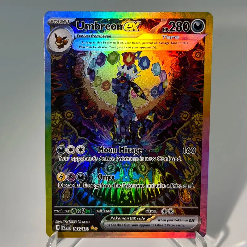 Prismatic Evolutions PKM Cards PTCG5-A GX Rainbow Umbreon Sylveon Leafeon ex Rare Collection Battle Toys Gifts for Hobbies