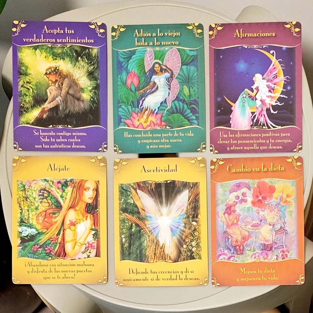 Magical Messages From The Fairies Oracle Deck 44 Pcs Spanish Cards Printed on 350GSM Double-embossed Cardstock 10.5*7.5cm