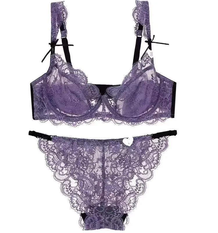 Lace Minimizer Bra Ultra Thin Sponge Free Wirefree Seamless Full Coverage Bust Push Up Comfort Lingerie Set BANERDANNI