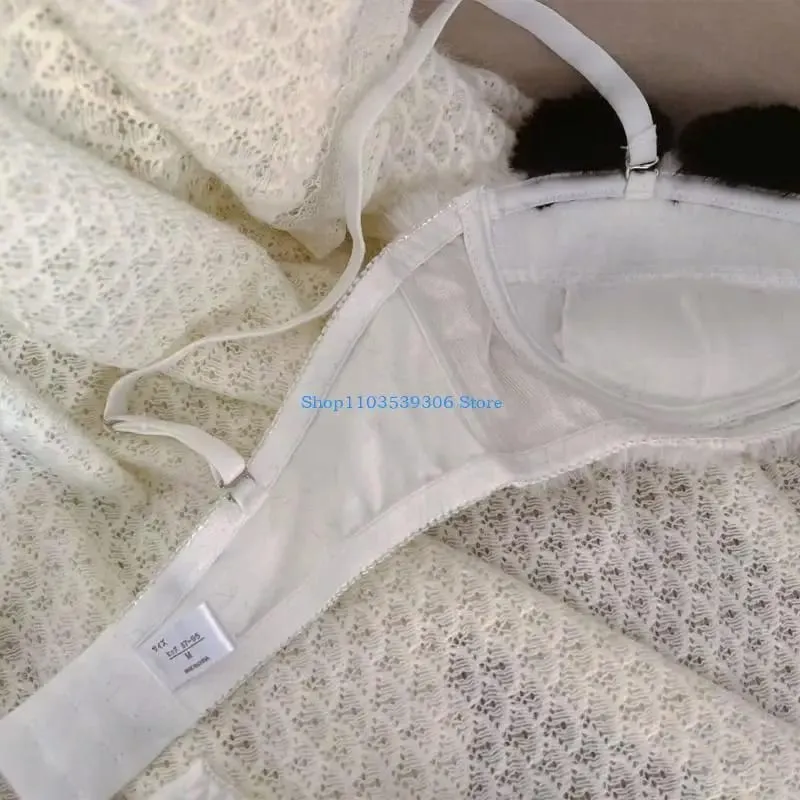 400A Women's Cartoon Panda Animal Cosplay Underwear Anime Furry Wireless Bra and Panty Set Japanese Plush Lingerie Intimates