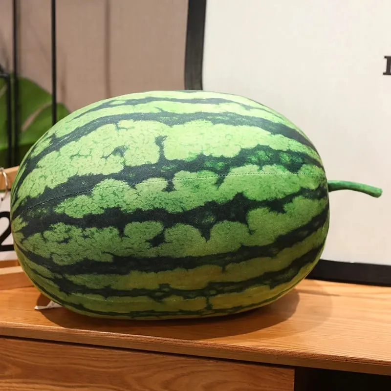3D Simuleret Vandmelon Kram Pude Rund Lang Vandmelon Blødt Plys Legetøj Frugt Sofa Pude Velegnet til Hjem Børn Gaver